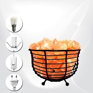 100% naturel Himalaya sel bol forme métal panier lampe nouveau Design moderne purificateur d'air avec des morceaux de sel moderne décoration de la maison - Product Image 5