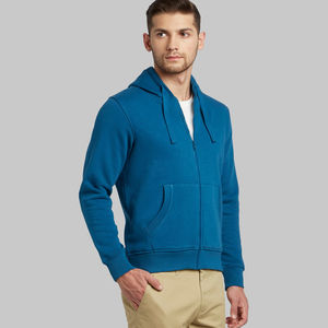 Sweat à capuche à fermeture éclair coupe ample et ajustée pour hommes 100% coton respirant Winter Street Wear avec design personnalisé et logo Teint en couleur unie OEM disponible - Product Image 3