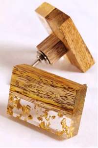 Wooden Resin and Brass <b>Square</b> Green Color Cabinet Drawer Door Knob Custom Color Shape Size Made in India - Product Image 5