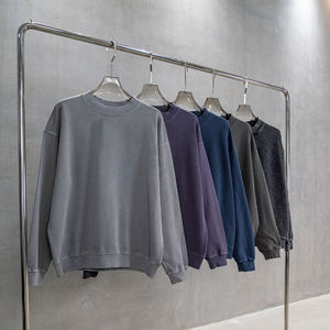 Conjunto de Sudadera de Cuello Redondo y Pantalones Deportivos de Algodón 100% de Alta Calidad, Estilo Urbano, Lavado Ácido Desgastado, Transpirable y de Secado Rápido - Product Image 2