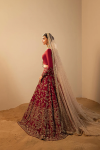 Impressionnante robe de mariée indienne et pakistanaise formelle rouge avec travail en or pour les mariages musulmans et votre journée spéciale - Product Image 6