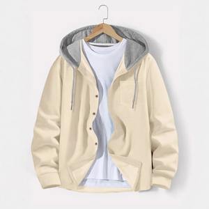 2025 New Fashion Loose Outdoor Sports Men's Top Men's Hooded Casual <b>Cardigan</b> <b>Coat</b> Waffle Lattice Color Hoodies Sweatshirts - Product Image 4