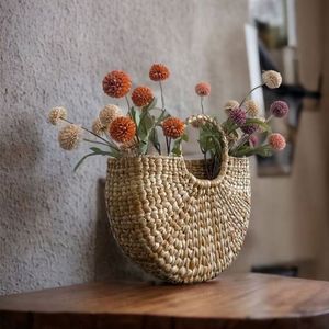 ตะกร้าหวายทำด้วยมือทำจากไม้ไผ่โลหะกระถางต้นไม้ขนาดใหญ่สำหรับสวนกลางแจ้งในร่ม - Product Image 1