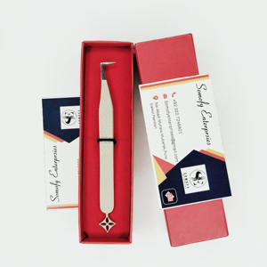 Meilleures pinces à cils professionnelles en acier inoxydable de haute qualité à 90 degrés, pointe en fibre nude, durables, antistatiques, personnalisables - Product Image 4