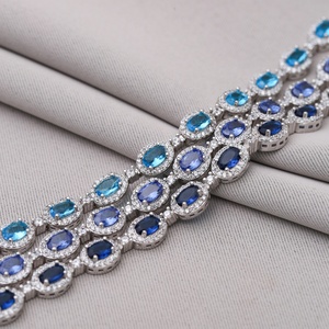 CZ Tanzanite Pierre Forme Ronde Tennis Bracelet 925 En Argent Sterling En Gros Fabriqué À La Main bijoux fins pour les femmes - Product Image 4