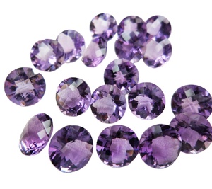 Top qualité ronde en forme de brillant 8MM par carat taille à facettes coupe pierres précieuses en vrac améthyste violette naturelle pour la fabrication de bijoux - Product Image 1