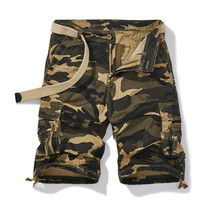 Nouveaux hommes été solide Cargo Shorts 100% coton Multi poches décontracté extérieur Joggers respirant séchage rapide taille élastique - Product Image 4