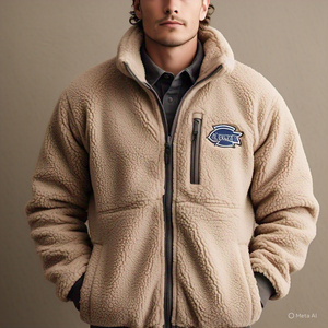 เสื้อแจ็คเก็ตขนแกะเชอร์ปาซิปแบบหนาสำหรับผู้ชายเสื้อแจ็คเก็ตขนแกะสไตล์ใหม่ออกแบบโลโก้ได้ตามต้องการ - Product Image 2