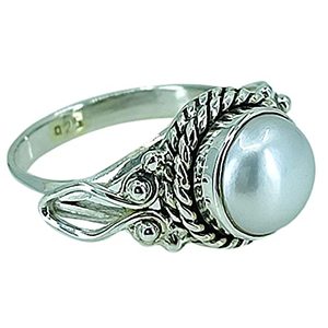 Bague artisanale en argent sterling 925 avec perle d'eau douce, style bohème, pierre de naissance de juin, cadeau idéal pour son anniversaire ou son anniversaire de mariage - Product Image 1