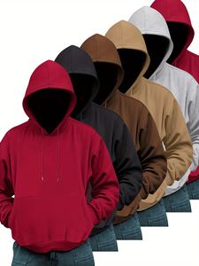 Vente en gros de sweatshirts à capuche surdimensionnés pour hommes en coton épais et éponge personnalisée sweatshirts à capuche décontractés à imprimé uni - Product Image 4