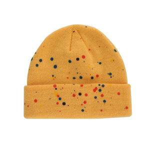 Popular suave cálido logotipo personalizado impreso acrílico liso tejido sólido gorro de invierno gorro jacquard gorro - Product Image 1