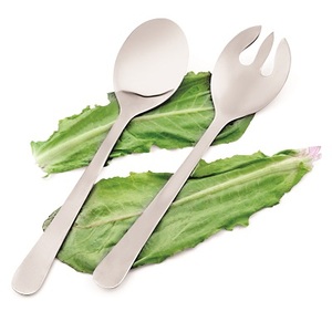 Ensemble de couverts en acier inoxydable pour salade, cuillère et fourchette en métal, passe au lave-vaisselle - Product Image 2