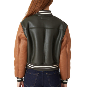 Latest Arrival OEM/ODM Women's Organic Cow Leather Varsity <b>Jacket</b> Comfortable Breathable New Design Warm Varsity <b>Jacket</b> - Product Image 3