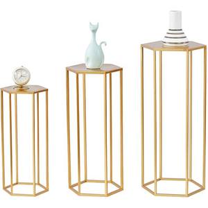 Customized Gold-Finished Metal Flower <b>Stand</b> Hexagon Shape Side <b>Corner</b> Decorations for Home & Wedding Size Options Available - Product Image 3