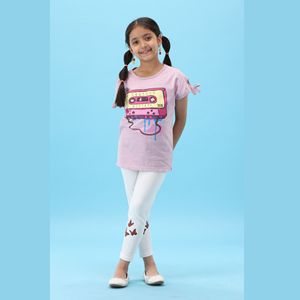 Tela de algodón peinado puro para niñas, camiseta de manga larga Regular con estampado personalizado, color rosa claro, 100% - Product Image 4