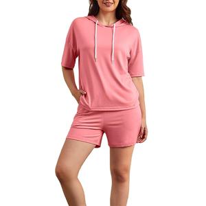 Nuevo Conjunto de Sudadera con Capucha y Pantalones Cortos de Algodón 100% para Mujer, Ropa Casual de Moda, Venta al Por Mayor - Product Image 4