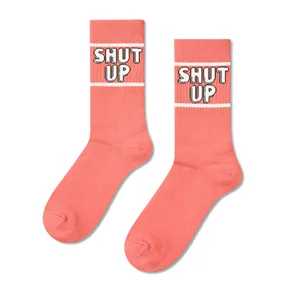 Chaussettes de sport colorées pour usage quotidien avec texte et motif « Shut Up » - Product Image 1