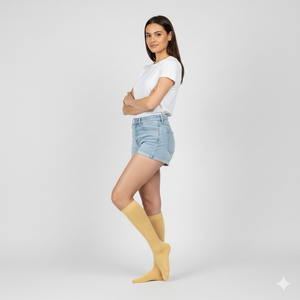 Chaussettes hautes en coton peigné pour femmes, chaussettes décontractées au-dessus du genou avec compression en élasthanne, imprimé, chaussettes de yoga d'automne, chaussettes de robe - Product Image 3