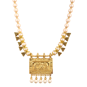 Conjunto de Joyería Fina, Collar con Cuentas Cuadradas de Ganesha Oxidadas en Forma de Samosa - Product Image 5