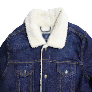 Veste en jean doublée Sherpa d'hiver de haute qualité pour hommes fourrure 50 coton tissu denim coupe-vent tissé personnalisé veste en jean camionneur - Product Image 2