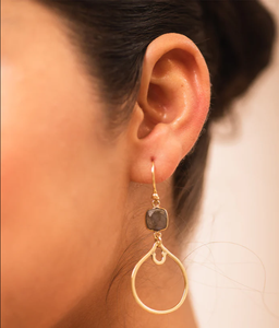 Plata de Ley 925 con pendiente chapado en oro, pendiente de piedras preciosas de labradorita cortada con cojín, pendiente de moda para mujer. - Product Image 2