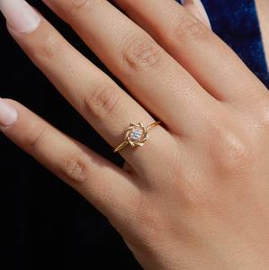 Anillo de oro macizo de 18 quilates certificado IGI con diamante ligero para joyería de uso diario - Product Image 1