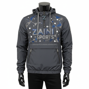 High Quality Nylon Windbreaker <b>Jacket</b> 110 GSM Glossy Black Embellished <b>Rhinestone</b> Custom Logo Embroidery <b>Jacket</b> for man - Product Image 1