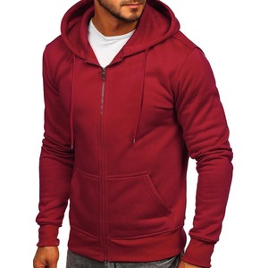 Sweats à capuche de couleur unie pour hommes avec fermeture éclair Tops à capuche Sweatshirts Sports de plein air Survêtements avec poches à cordon Cardigan Survêtements - Product Image 4
