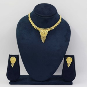 Venta al por mayor de collares cortos chapados en oro de 14K 18K 24K de moda, joyería tradicional, joyería de formación, conjunto de joyería con relleno de oro de latón. - Product Image 2