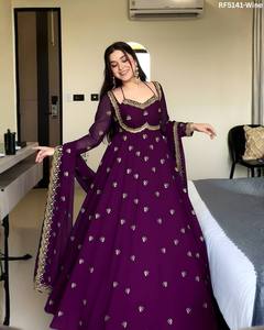 Georgette anarkaligown ผู้หญิงปักลายหนักงานปักลวดลาย zari ดีไซน์หรูหราเฉลิมฉลองงานแต่งงาน - Product Image 1