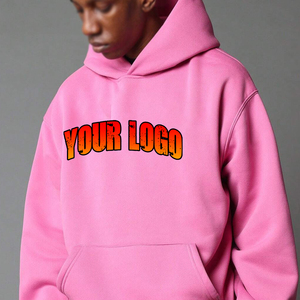 Sudaderas Extra Grandes de Alta Calidad con Forro Polar Grueso, Hombros Caídos, Logotipo Personalizado, 100% Algodón, Unisex, Color Rosa Sólido - Product Image 2
