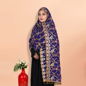 Hiyab de Georgette Premium con Bordado Enriquecido y Trabajo de Lentejuelas con Cuentas, Borde de Encaje Latkan para Ocasiones Especiales - Product Image 6