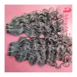 Bande ondulée grise invisible Extensions de cheveux style long Remy Grade cheveux donneurs matière première numéro de modèle bande invisible - Product Image 4