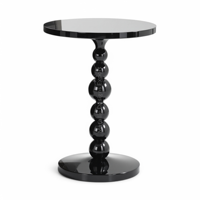 Table d'appoint sculpturale noire haut de gamme Table ronde brillante en métal pour intérieurs modernes