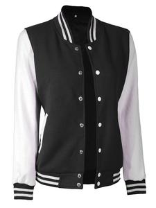 Chaqueta Varsity Lisa blanca y negra para mujer. - Product Image 5