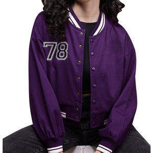 2025 nouvelle mode femmes Varsity vestes à manches longues en cuir avec flocage respirant tricoté en gros Baseball Varsity vestes - Product Image 1