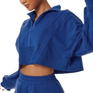 Sudadera Clásica de Otoño para Mujer, de Algodón de Alta Calidad, Estilo Deportivo, con Media Cremallera, para Damas - Product Image 2