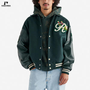 แจ็กเก็ตหนังเลตเตอร์แมนไซส์พิเศษสำหรับผู้ชายแจ็คเก็ตเบสบอลขนสัตว์มีโลโก้ปักลายดอกไม้ผ้ากำมะหยี่สำหรับฤดูหนาว - Product Image 1