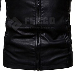 Veste d'hiver en cuir de vache style motard pour homme avec col montant et logo frontal Imperméable et respirante pour un usage quotidien - Product Image 4