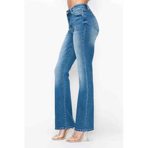 Jeans de Mezclilla Transpirables para Mujer, Corte Bootcut, Talle Alto, Estilo Desgastado, con Bolsillos, de Ajuste Ajustado a Holgado, Marca Bytos - Product Image 6