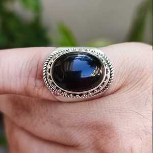 Handmade 925 Sterling Silver Women's <b>Statement</b> <b>Ring</b> Natural Black Onyx Oval Gemstone for Party Cocktail - Product Image 5