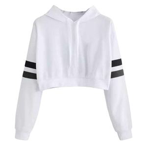 Sudadera con capucha de marca con nombre personalizado para mujer, jersey de color sólido, Top corto con logotipo impreso en la parte delantera, Abrigo con capucha de invierno - Product Image 1