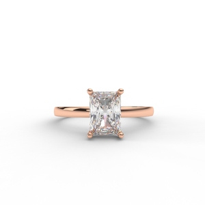 IGI Certified Radiant Cut Lab Grown Diamond Solitaire Engagement <b>Ring</b> in 14K White / Rose & Yellow Gold - Product Image 1