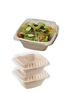 100% vajilla de papel desechable ecológica compostable para alimentos, cuenco de bagazo, película laminada, ensaladera cuadrada para sopa desechable - Product Image 3