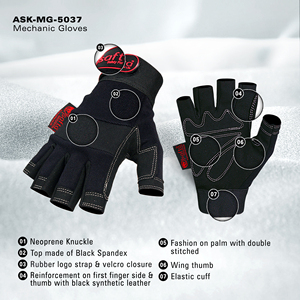 Tactical <b>Gloves</b> <b>Fingerless</b> Black Synthetic Leather Palm Durable Stitching Leather Tactical Sports <b>Gloves</b> - Product Image 3