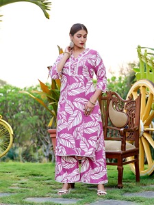 Kurti de Algodón Khadi de Diseñador con Dupatta y Plazzo, Ropa Étnica Elegante para Uso Diario, Comodidad en el Hogar, Bodas y Fiestas Festivas - Product Image 2