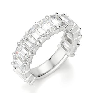 Diamante de corte esmeralda Semi Eternity Wedding Band para mujer - Product Image 3