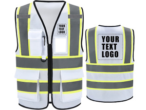 Gilets de sécurité personnalisés OEM vente en gros fermeture à glissière avant et support d'identification transparent à usage professionnel pour les gardes - Product Image 6