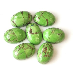 Cabujón ovalado turquesa de cobre verde 3x5mm-20x30mm Piedra preciosa natural suelta con parte posterior plana para la fabricación de joyas Precio al por mayor - Product Image 1