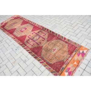 Alfombra turca vintage, diseño de retazos rojo y naranja, estilo clásico, área grande de 29x95 pies, látex de lana, incluye pasillo rectangular, Tabriz - Product Image 4